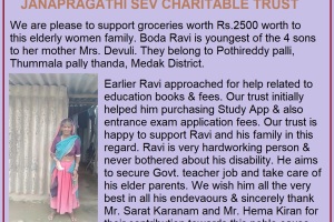 Groceries Support for Mr. Boda Ravi family 